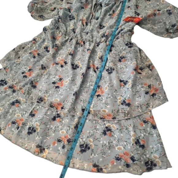 NWT Bailey Blue Blue Floral Tiered Flowy Feminine Mini Dress Juniors Size Medium - Picture 9 of 15